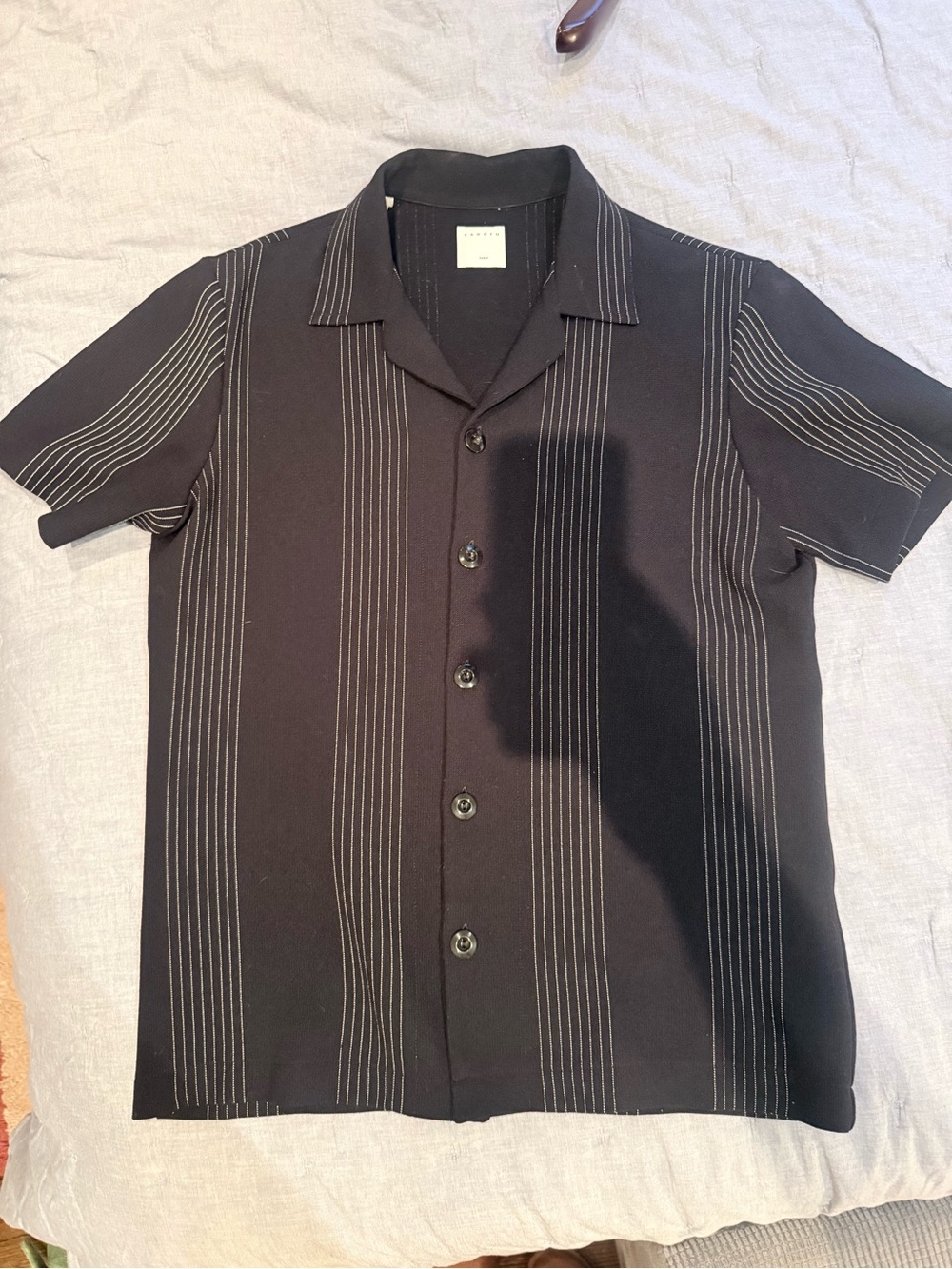 Sandro striped navy jacquard Short-Sleeve Button Shirt